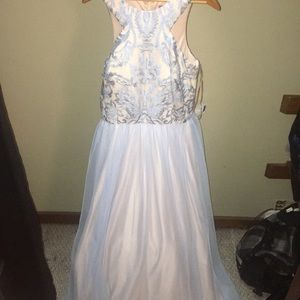 Blue and tan prom dress/ball gown